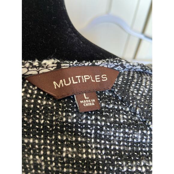 Multiples Womens Tunic Size Large Textured Lace Sweater Black‎ Gray White Mixed - Picture 4 of 5